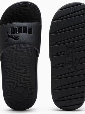 Puma Black Slide Sandals with Embossed Logo Authentic